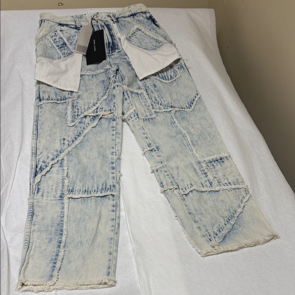 NWT: PRFCT NMBR  Patchwork Light Wash Denim Pants🔵